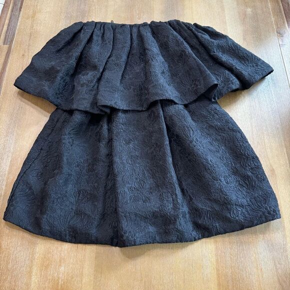 Ulla Johnson Oui Dress Size 4 Strapless Jacquard Floral Motif Black Silk Blend - Picture 15 of 16